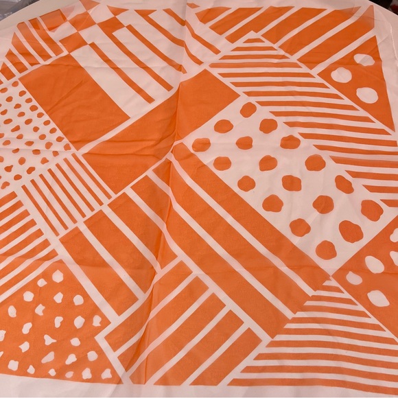 Vintage 60 70 Mod Geometric Orange White Semi Sheer Neck Scarf - Picture 17 of 17